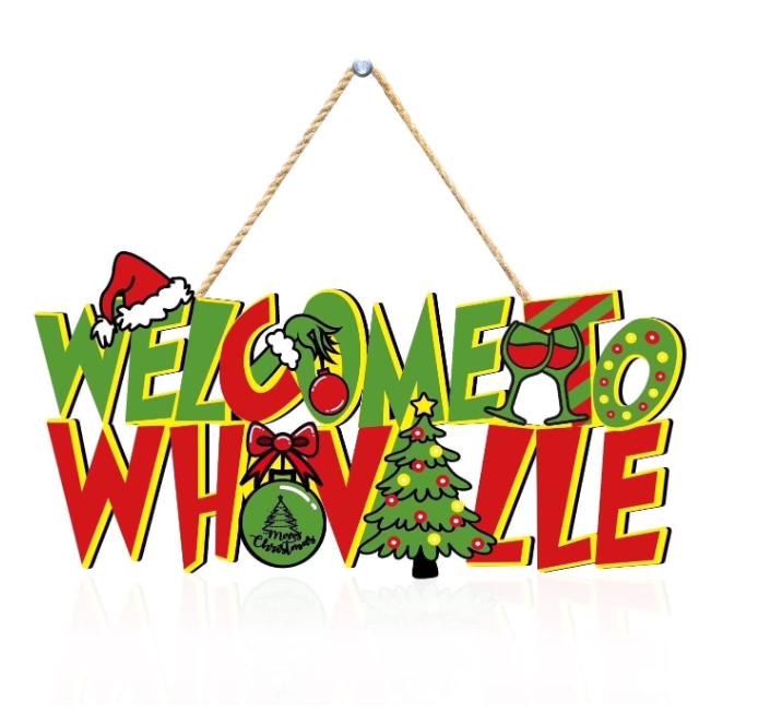 STYZIGZZ Christmas Tree Decorations,Hanging Wooden Christmas Sign Welcome To Whoville Christmas Decorations Indoor Ornaments Front Door Decor Supplies