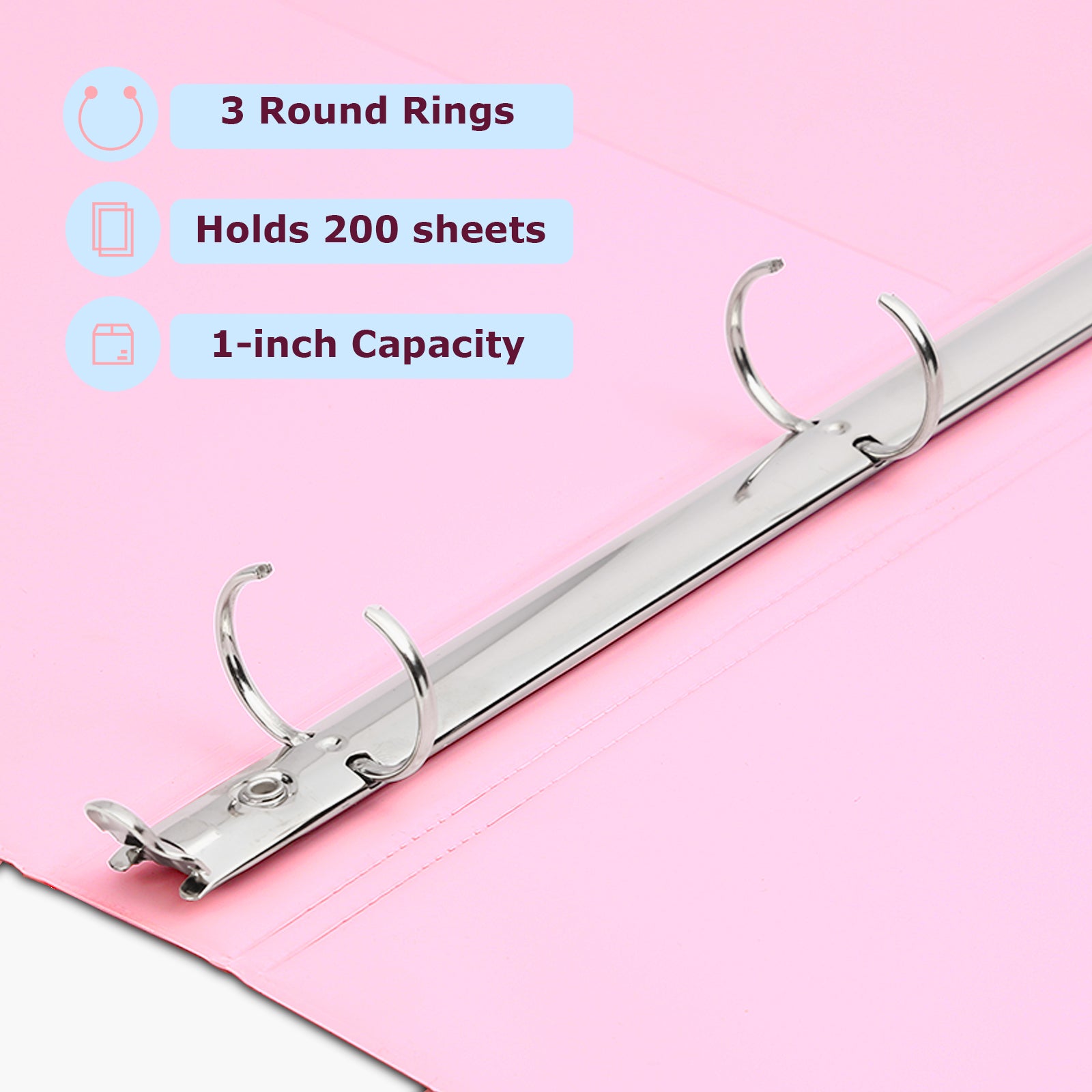 3 Ring Binder 1 inch + 5 Subject Notebook College Ruled 400 Pages, 5 Color Pocket Dividers, Letter Size, Office Combo,Pink