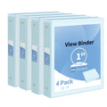 1 inch Binders 3 Ring Binders Holds 200 Sheets Capacity School Paper Organizer with Pockets 4-Pack Blue Notebook Binders for Home Office