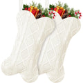 18 Inches Christmas Stocking Cute Christmas Decorations Indoor Personalized Stockings Fireplace Knitted Xmas Stockings for Holiday Christmas Decoration White,2Pcs