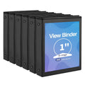 1 inch 3 Ring Binder View Binders Holds 200 Sheets Letter Size 8.5'' x 11'' Paper Notebook Binders for Office Home School 6 Pack Black