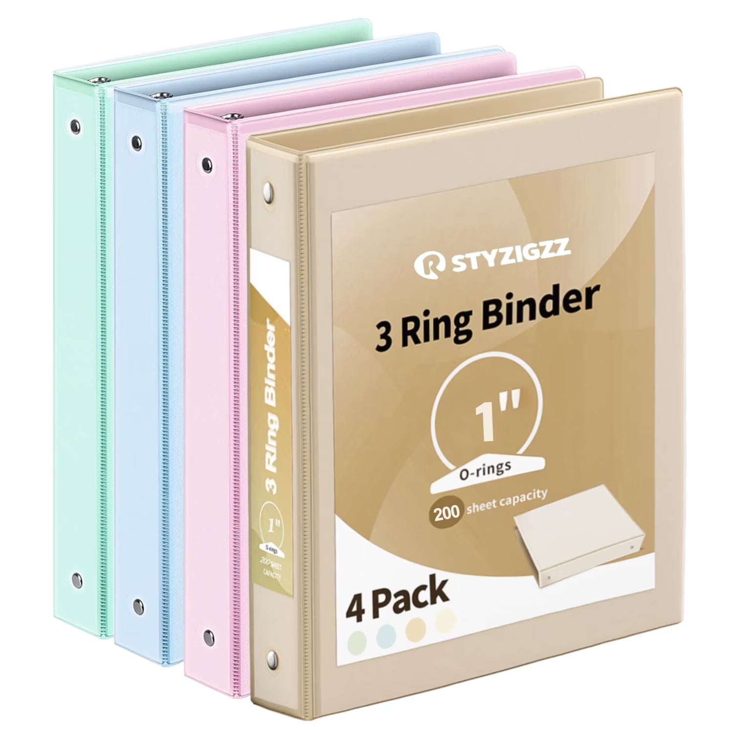 3 Ring 1 inch Binders Round Ring View Notebooks Binders O-ring Holds 200 Sheets of Letter Size School Paper Organizer with Pockets 4-Pack Assorted Color Notebook Binders