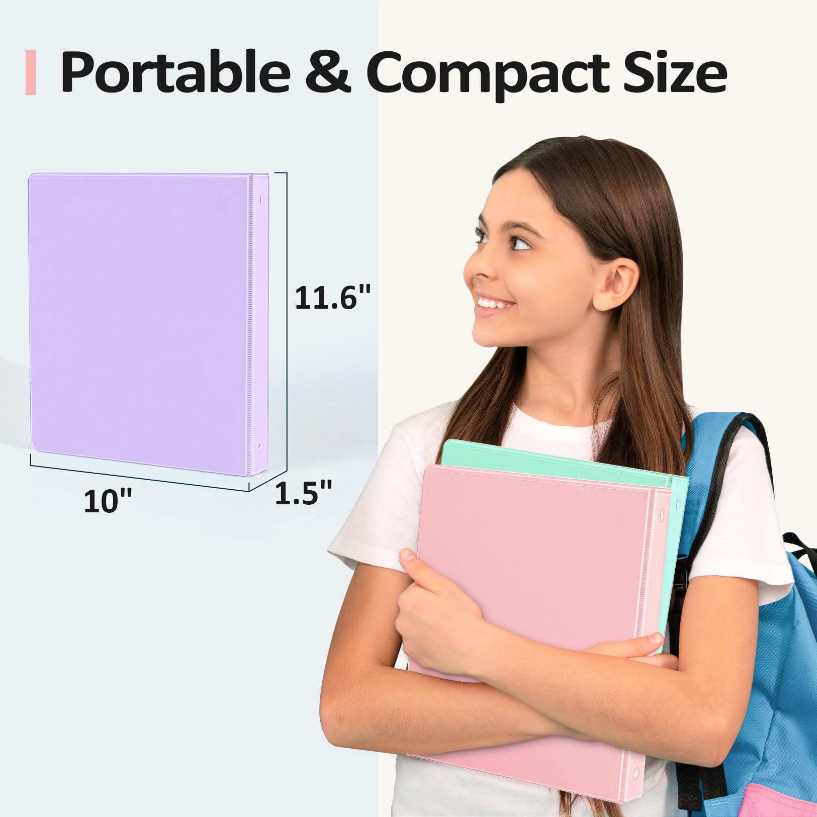 1.5 Inch Binder 3 Ring View Binder 325 Sheets of Letter Size 8.5 x 11'' Paper for School, Office, 4 Pack, School Supplies Organizer with Pockets Notebook Binders
